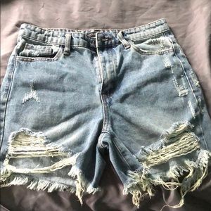 High waisted denim shorts